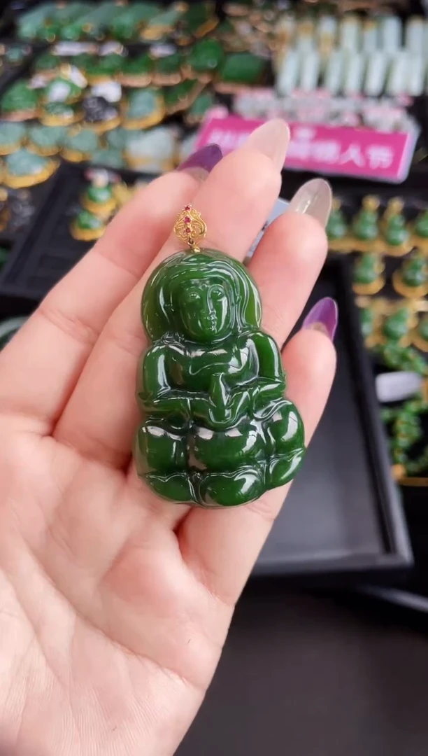 【闪购商品】和田玉吊坠18K金镶嵌52MM多样性发一