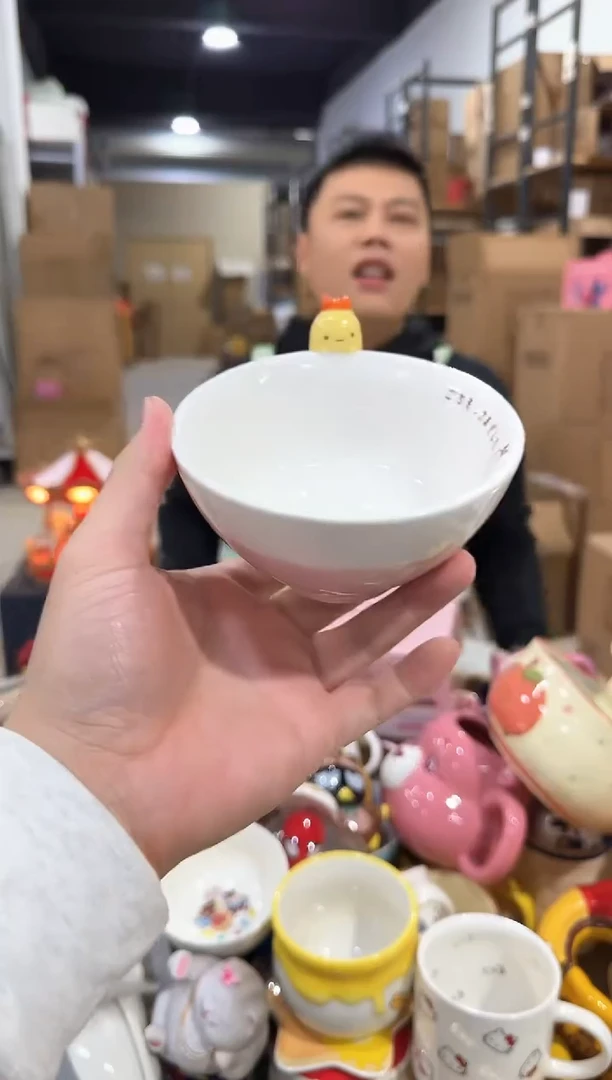 瓷片炸虾公仔碗