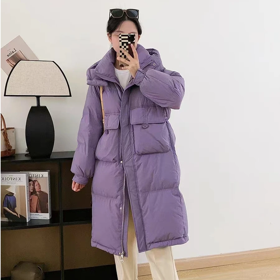 小个子定制大口袋休闲时尚百搭白鸭绒连帽羽绒服