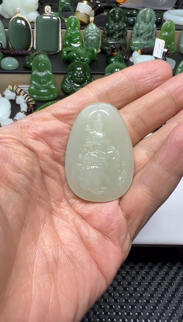 颈饰未镶嵌和田玉【老马】和田玉新疆且末高青白无事牌