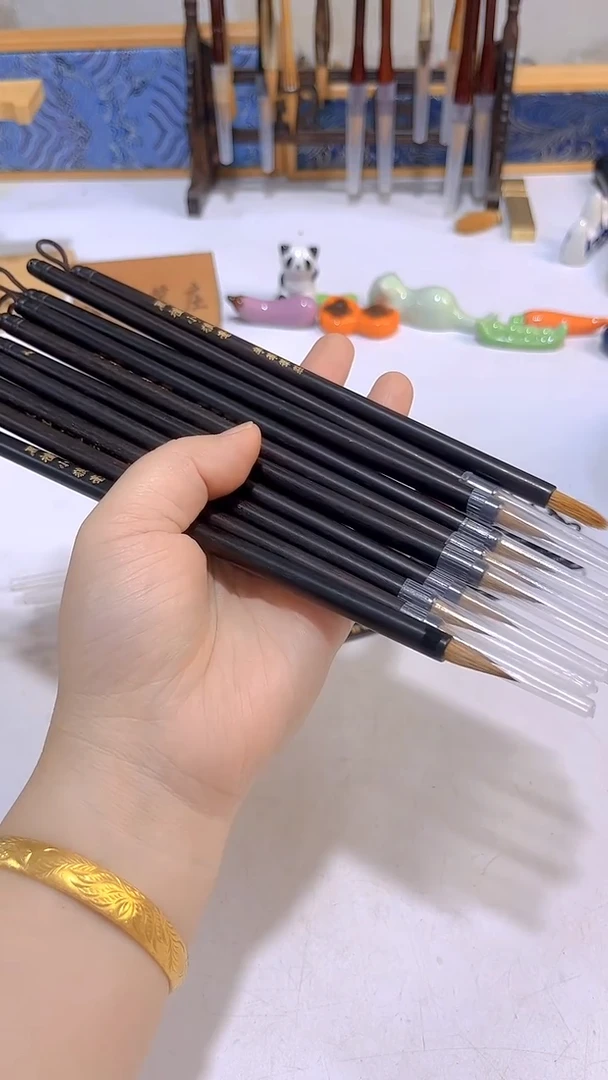 财**我黑檀小狼毫黄狼小楷10支