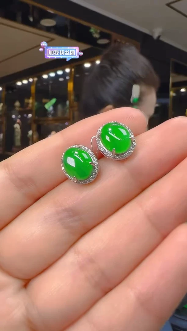 翡翠银S925镶嵌耳饰012（多样性发其一）