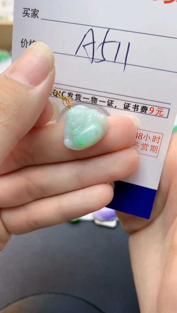 颈饰18K金镶嵌翡翠天然缅甸A货翡翠百元以上9元证书费自理