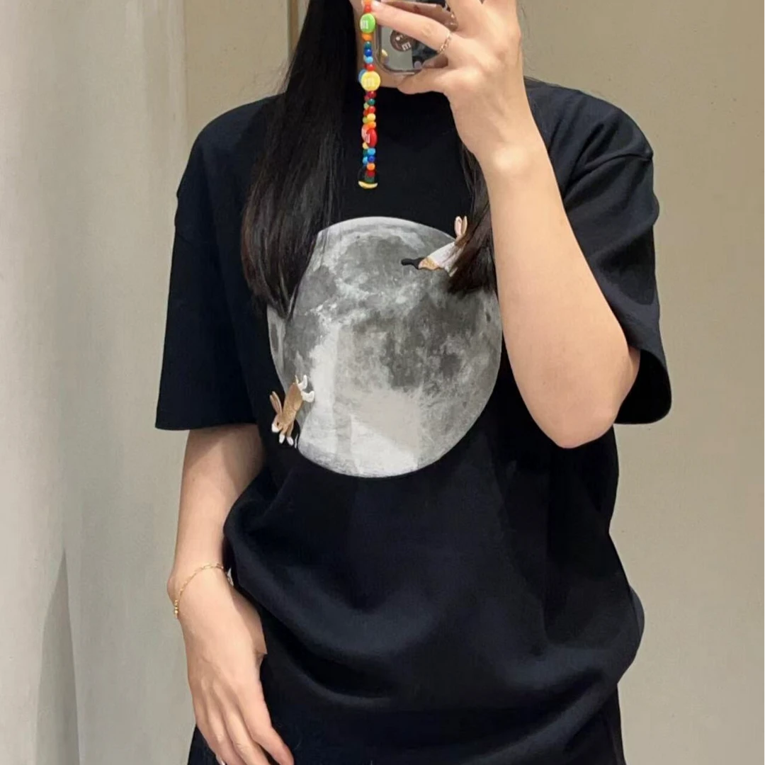 【月球表面】自留 品质款黑色圆领短袖T恤