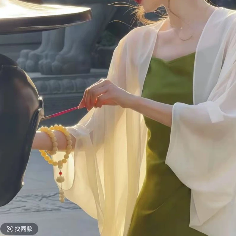 涟画品牌现货爆款-2025年春夏秋蚕丝外披