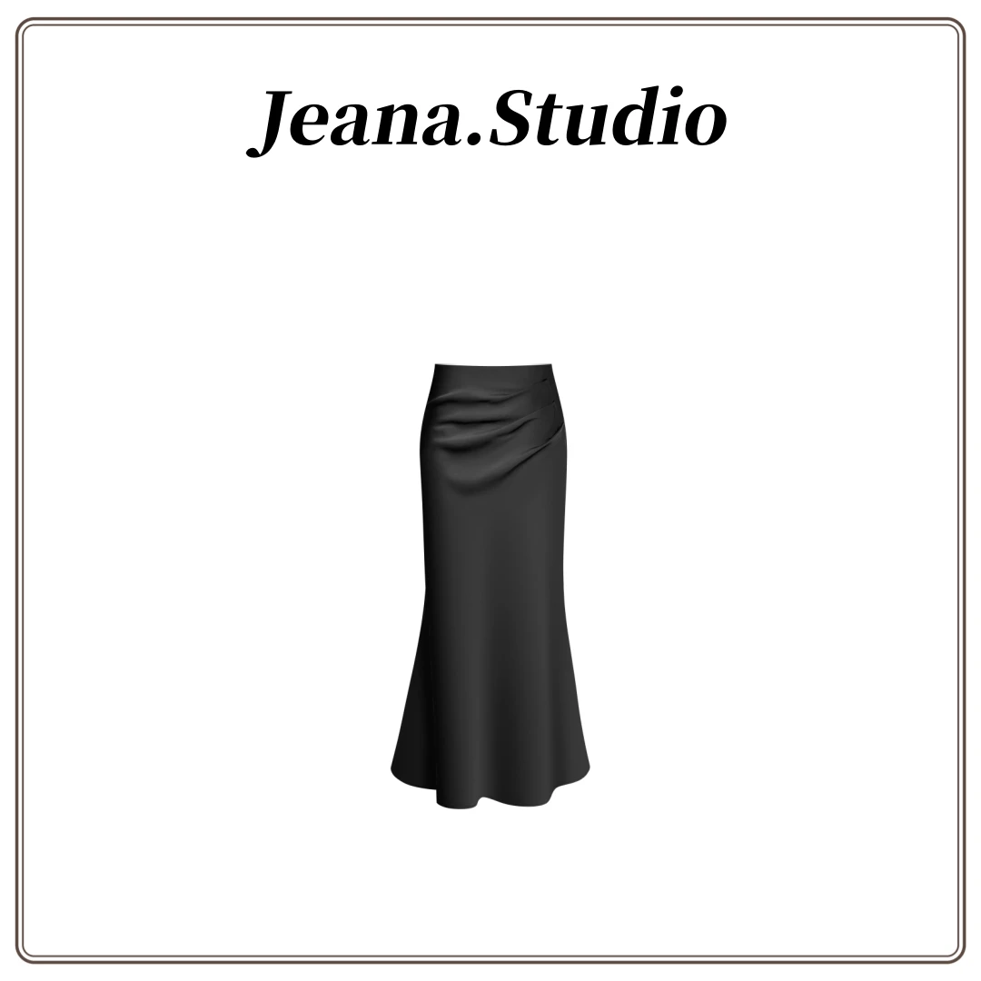 【Jeana.Studio】原创设计小众丝滑高级褶皱显瘦设计长款半身裙