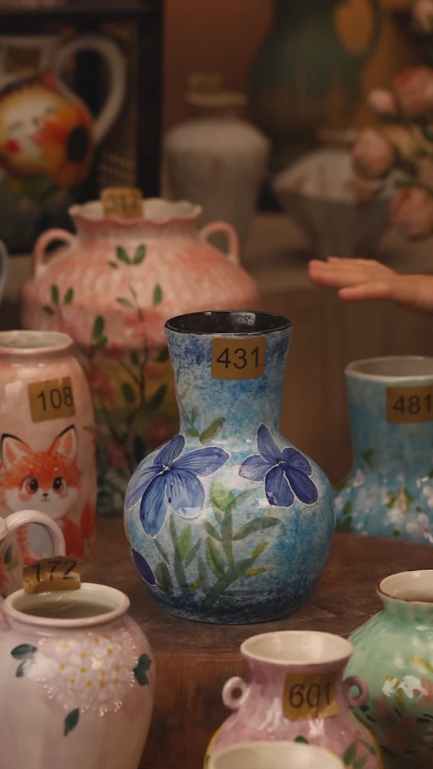 陶瓷431景德镇设计师手作花器摆件侘寂风