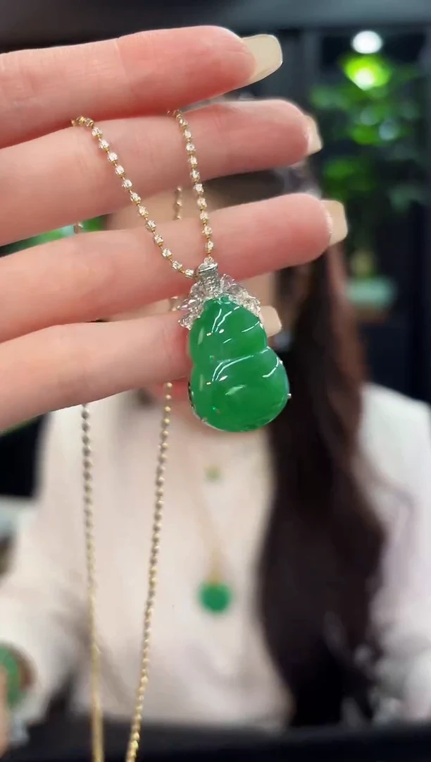 吊坠(不含链)18K金镶嵌翡翠缅料A货/支持复检/一件