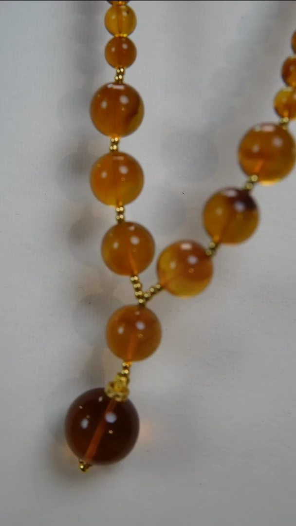 琥珀颈饰未镶嵌灵草珀项链（23.13.7.28*2）