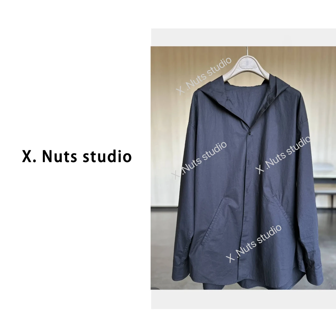 “X.Nuts-炫酷女孩”秋季新款连帽风衣衬衫显瘦简约宽松