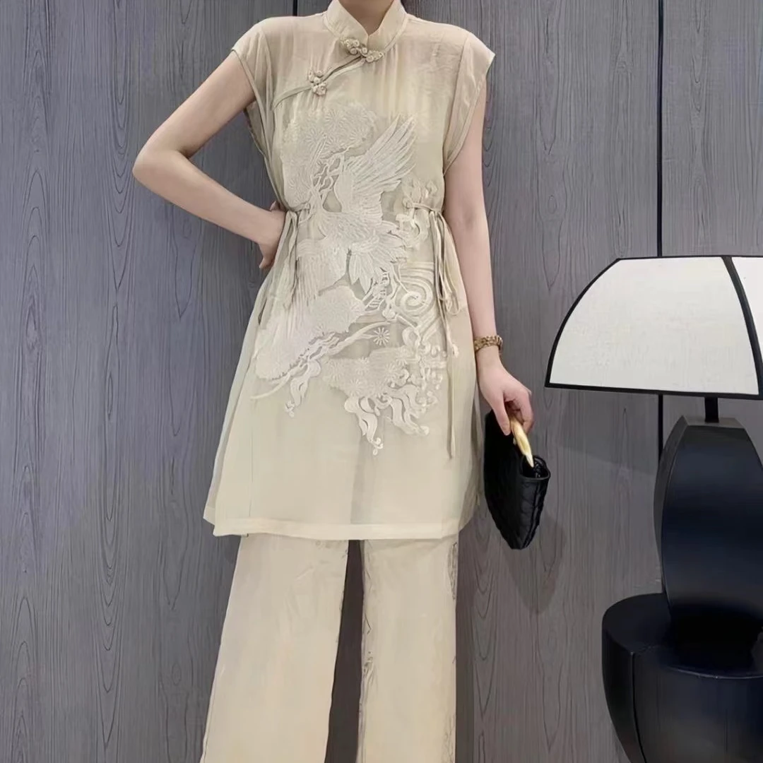 【比翼双飞】气质时尚休闲新中式女士夏季复古国风三件套套装1385