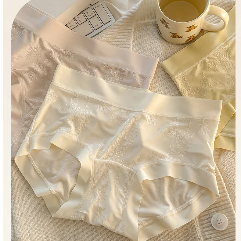 国风款提花三角内裤甜美民族风中腰透气舒适大包臀