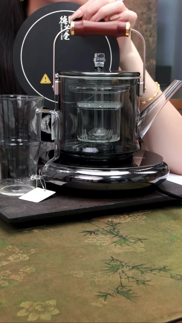 鼓韵电陶炉1300w+君若壶 烟灰+君乐杯 透明