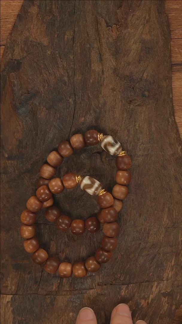 【闪购商品】檀香木手串18K金镶嵌A3487-定制多样性发其一-10mm