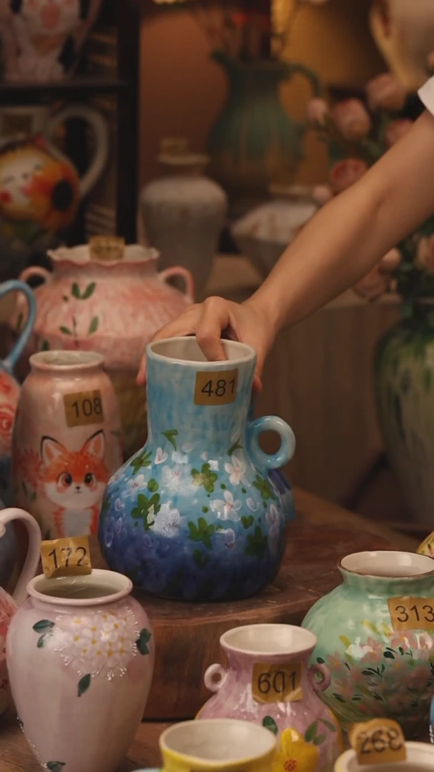 陶瓷481景德镇设计师手作花器摆件侘寂风