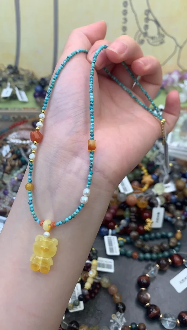 银S925镶嵌琥珀项链313