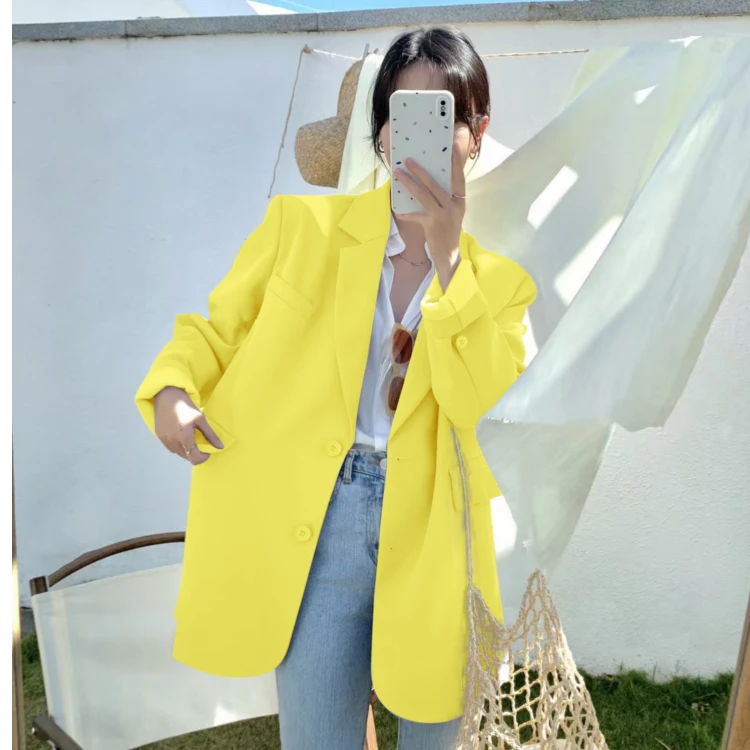 黄色小个子设计感休闲西装外套百搭气质时髦高级感洋气西服上衣