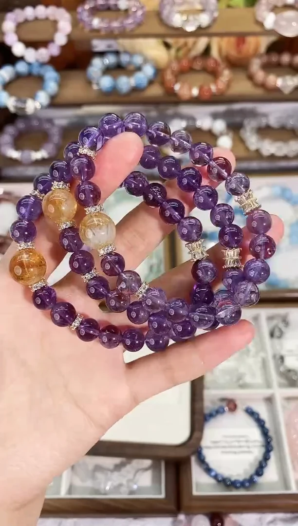 水晶手串合金巴西紫水