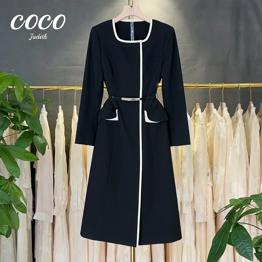 现货【RG2520】高级感职业装连衣裙黑色2025年时尚气质百搭轻奢裙子