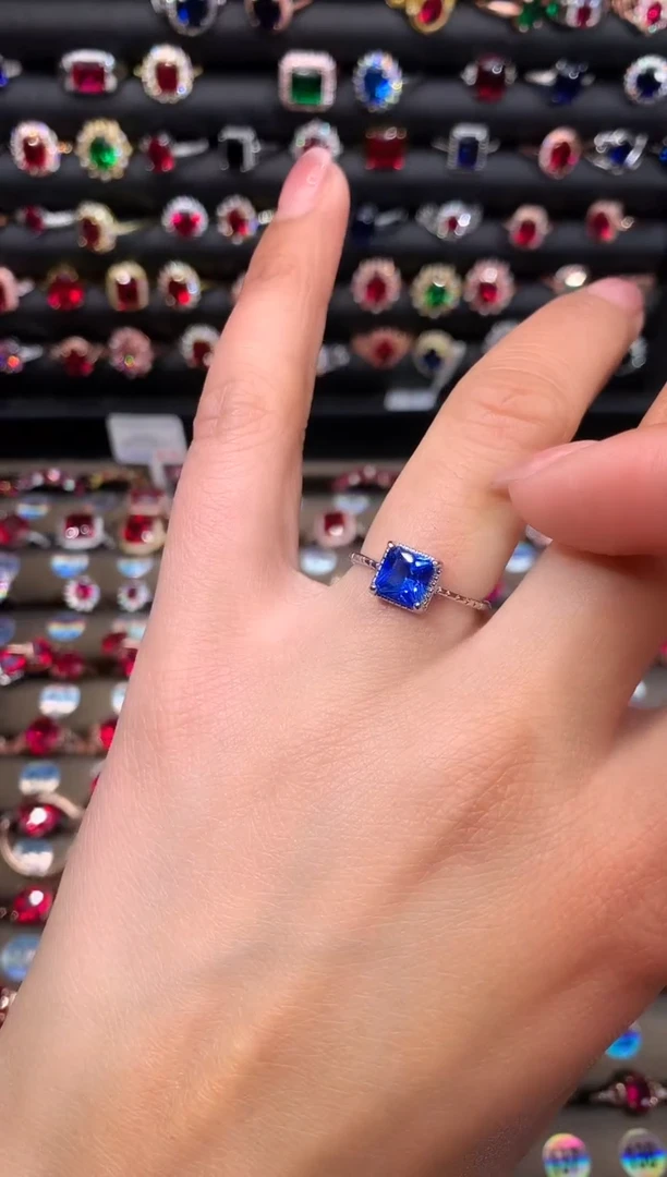 【闪购商品】蓝宝石戒指银S925镶嵌6