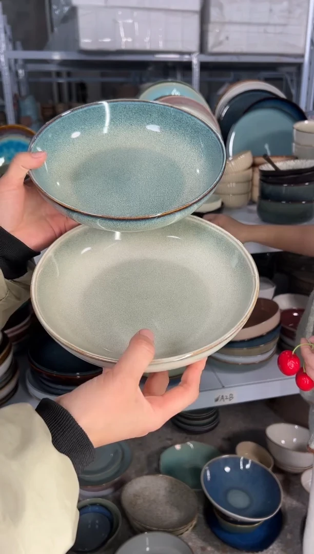 陶瓷外贸尾货瑕疵满20包邮X2深盘组合