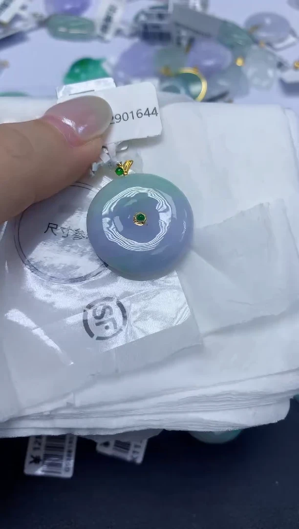 翡翠18K金镶嵌颈饰天然缅甸翡翠A货百元以上9元证书费自理