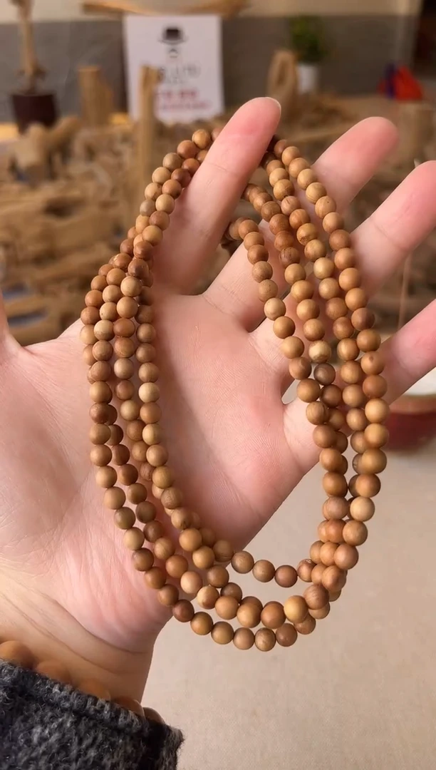 檀香木手串/手链正区老山檀 0.6*108颗 顺纹多圈 奶香奶甜 瑕疵串