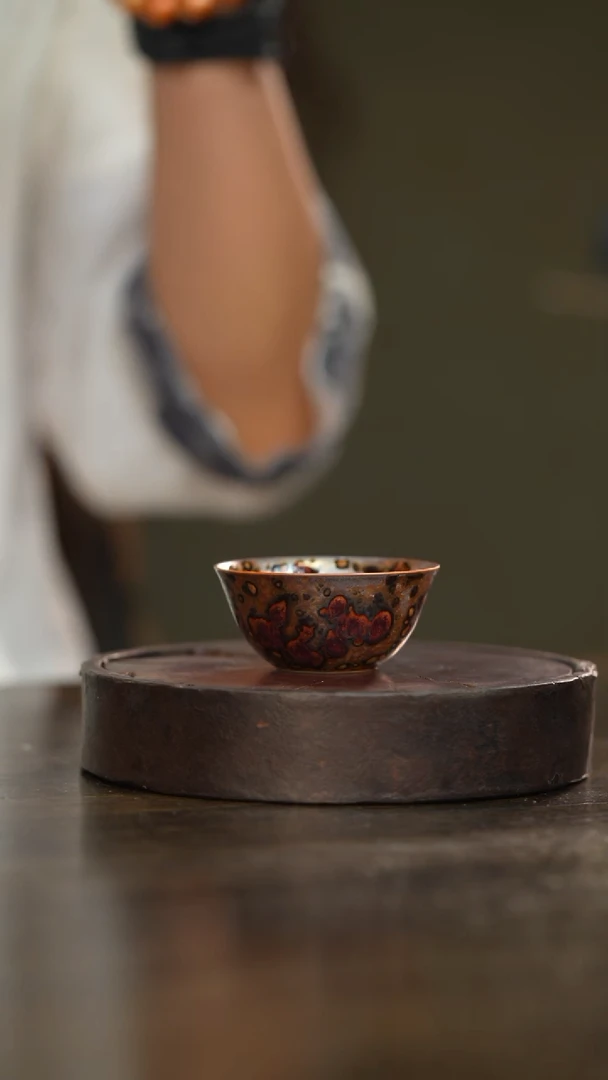 73柴房陶瓷柴烧斑鹿鸡缸杯