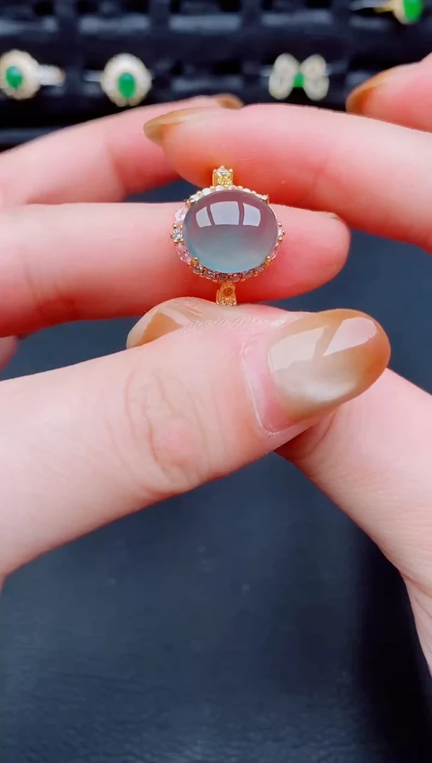 【闪购商品】翡翠戒指银S925镶嵌天然a货翡翠178