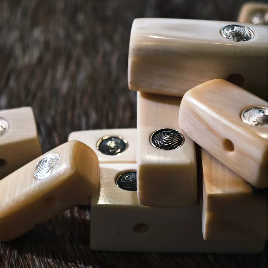 天然保真原色猛犸牙一字方条随形三通