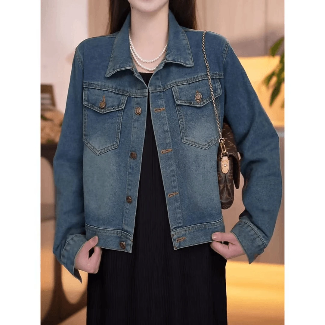 女翻领短外套复古牛仔2025宽松女装韩版百搭显瘦上衣水洗休闲春款