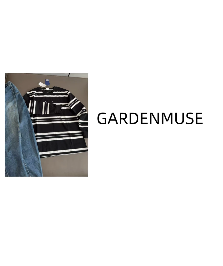 GARDENMUSE 刺绣条纹长袖T恤8801