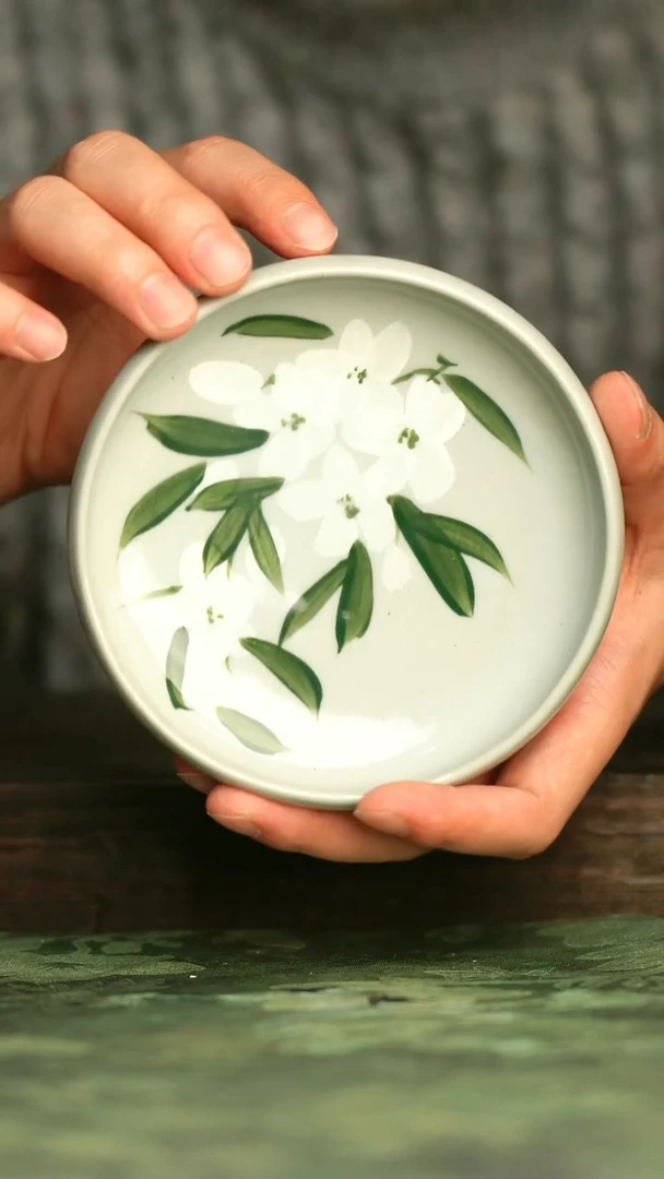 陶瓷青诗集手工手绘瓷器