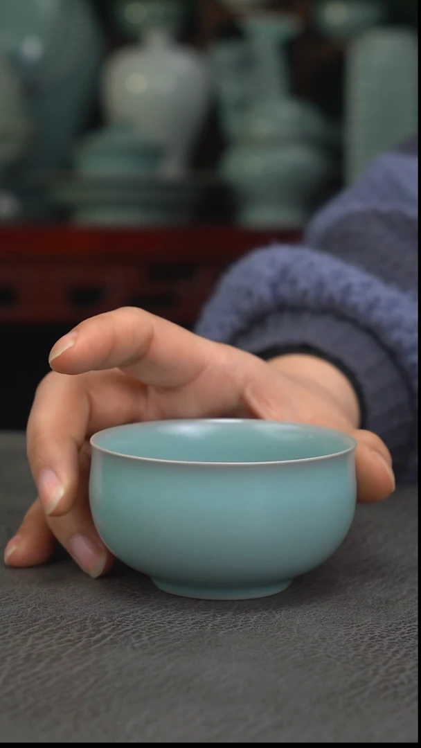 天蓝釉超薄胎  炉式杯  精品-二