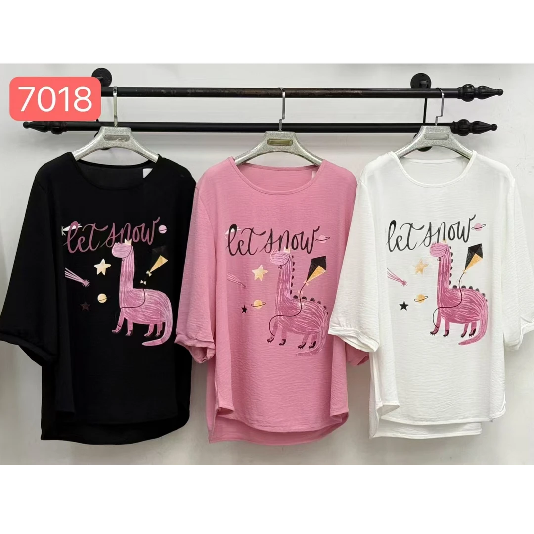 春季新款大码宽松中袖卡通打底衫