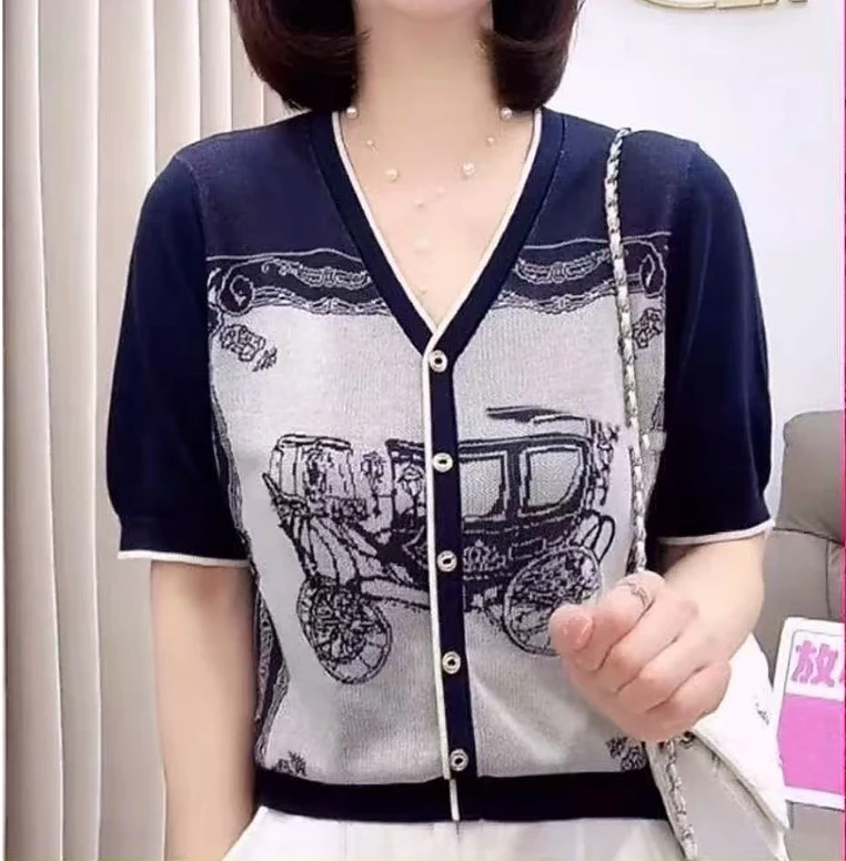 夏季薄款短袖莱赛尔天丝针织女装上衣