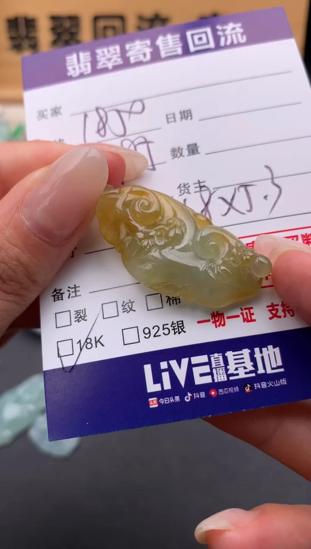 翡翠18K金镶嵌颈饰10135391