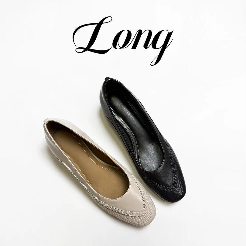 头层羊皮/34-41/跟高3cm气质优雅法式方头高定设计感轻奢柔软单鞋