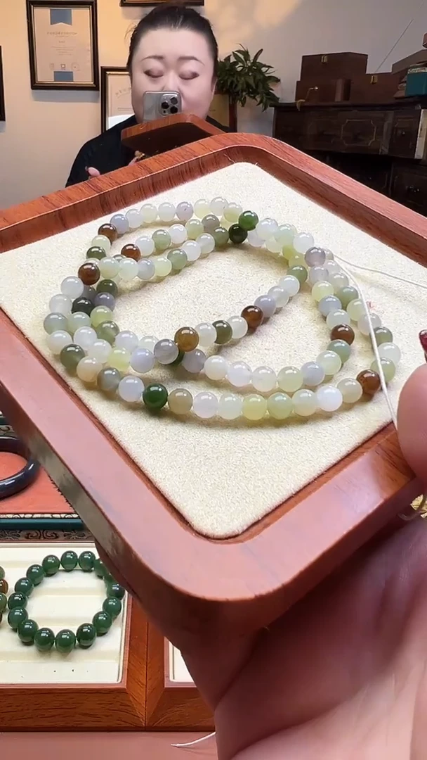 颈饰未镶嵌和田玉6mm多宝圆珠链子