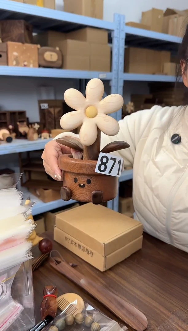 木871乌檀木实木大号有钱花摆件特价款