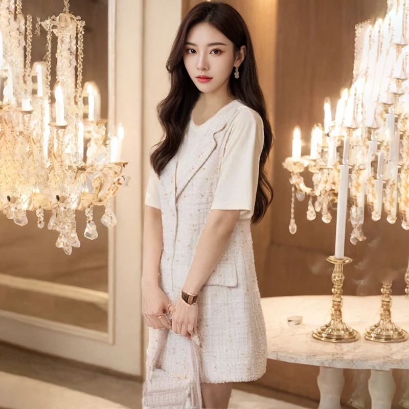 36910【祖系列】假两件粗花拼接连衣裙MZAQ59791