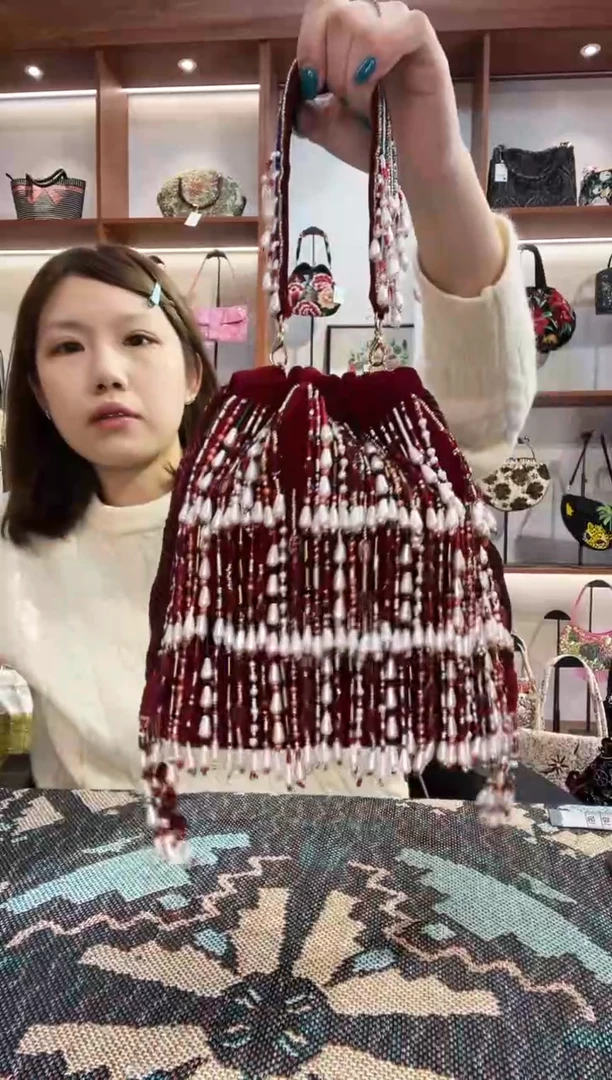 织物17号（多色可选）手工珠珠包包腋下斜跨包手拿包手提晚宴包