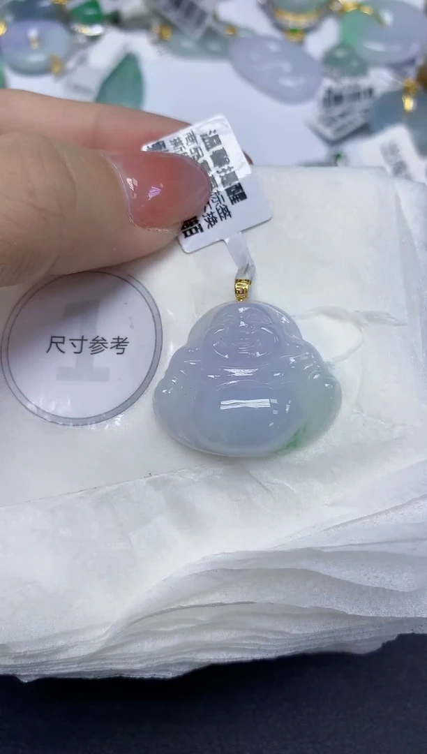 颈饰18K金镶嵌翡翠天然缅甸翡翠A货多样性发一件