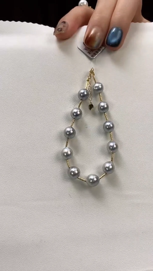 18K金镶嵌手链海水珍珠7-8真多麻手链