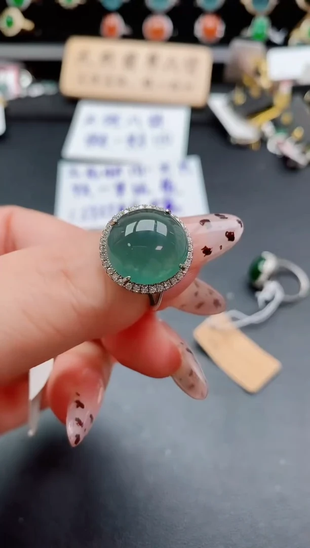 银S925镶嵌戒指翡翠1