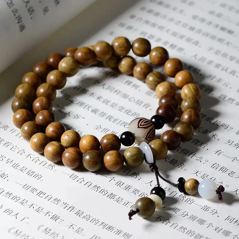 绿檀双圈莲花莲蓬手串-LQ90