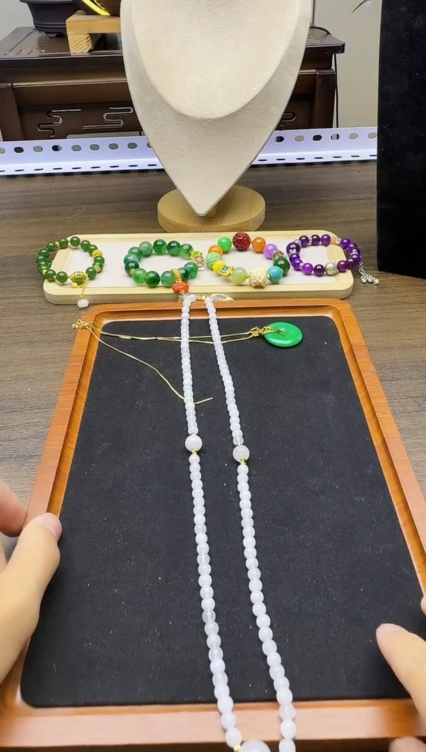 和田玉14K金镶嵌颈饰X107