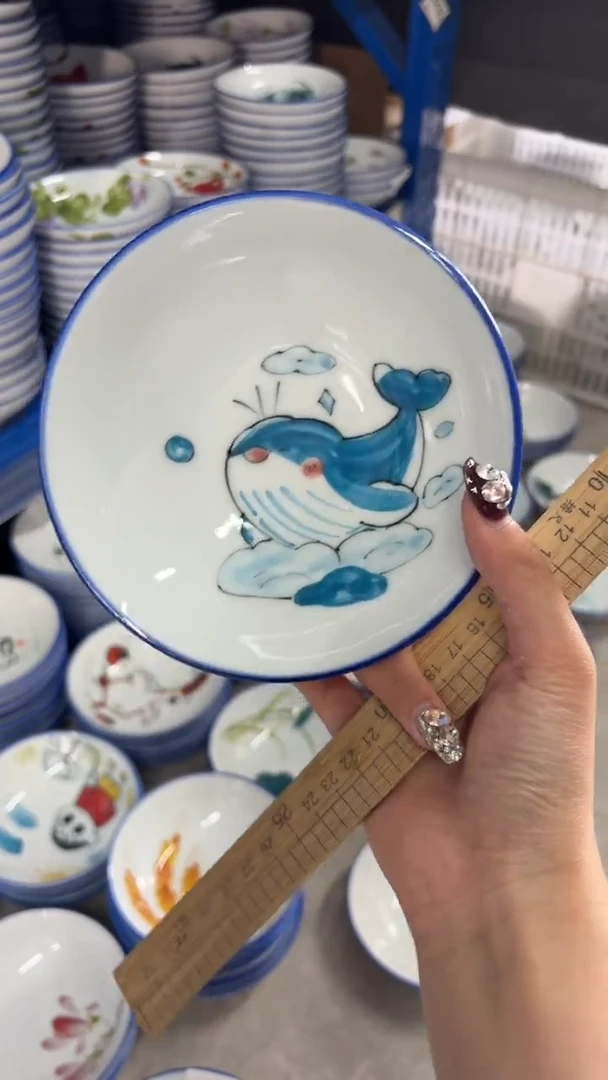 瓷片景德镇高温陶瓷食品级手绘釉中彩-小胖碗