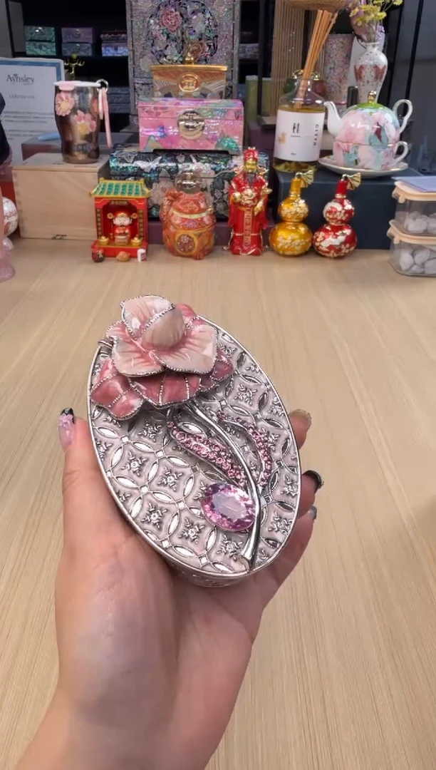 91七宝粉色大号玫瑰椭圆盒