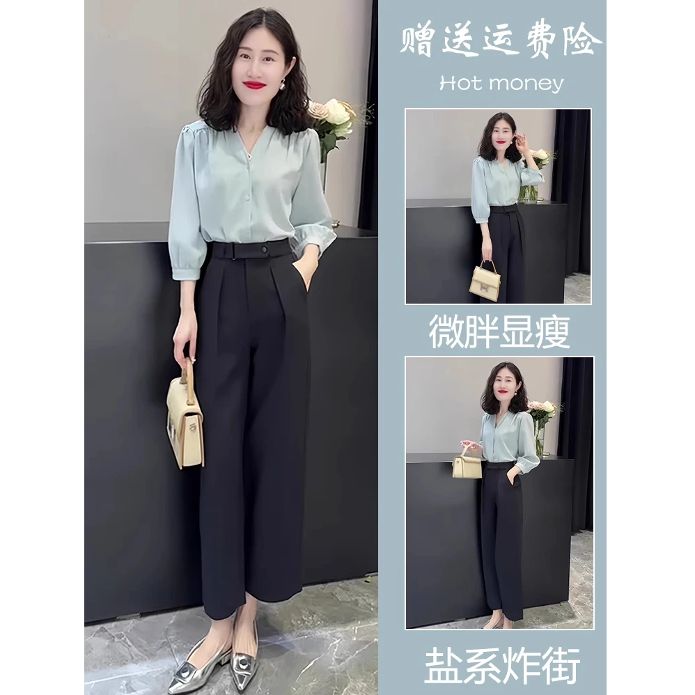 2025春季新款别致漂亮小衫法式气质高端蓝灰色七分袖衬衫上衣女士